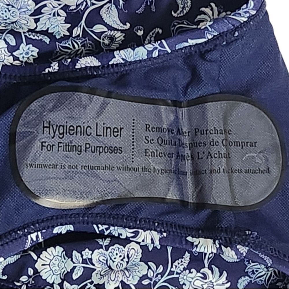 New! Carole Hochman Women Swimsuit Tie Waist Paisley Lined Blue White Large - Picture 12 of 13